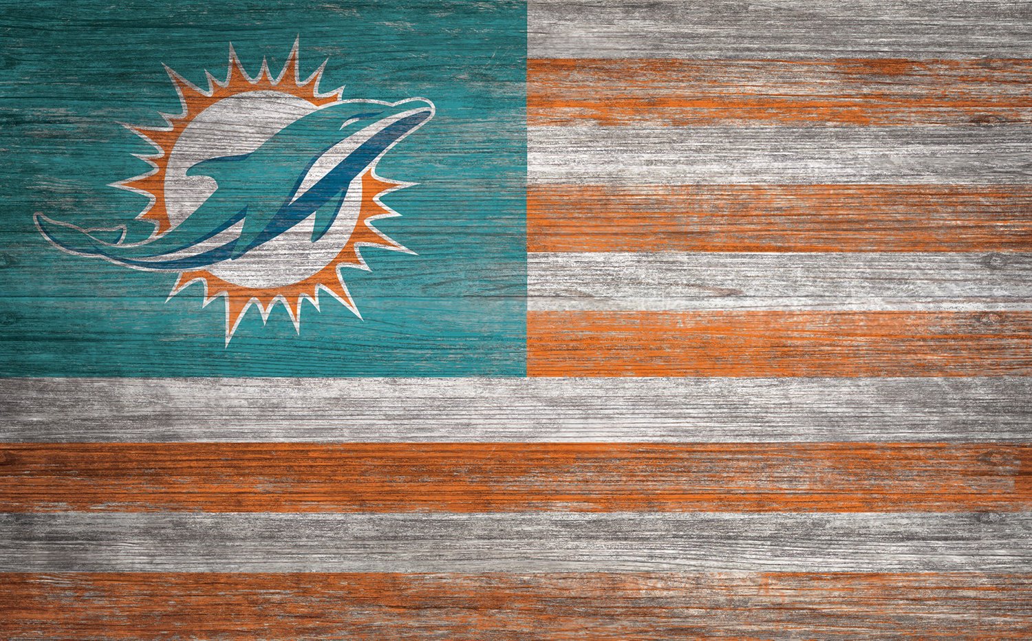 Fan Creations Miami Dolphins 11 in x 19 in Distressed Flag Sign