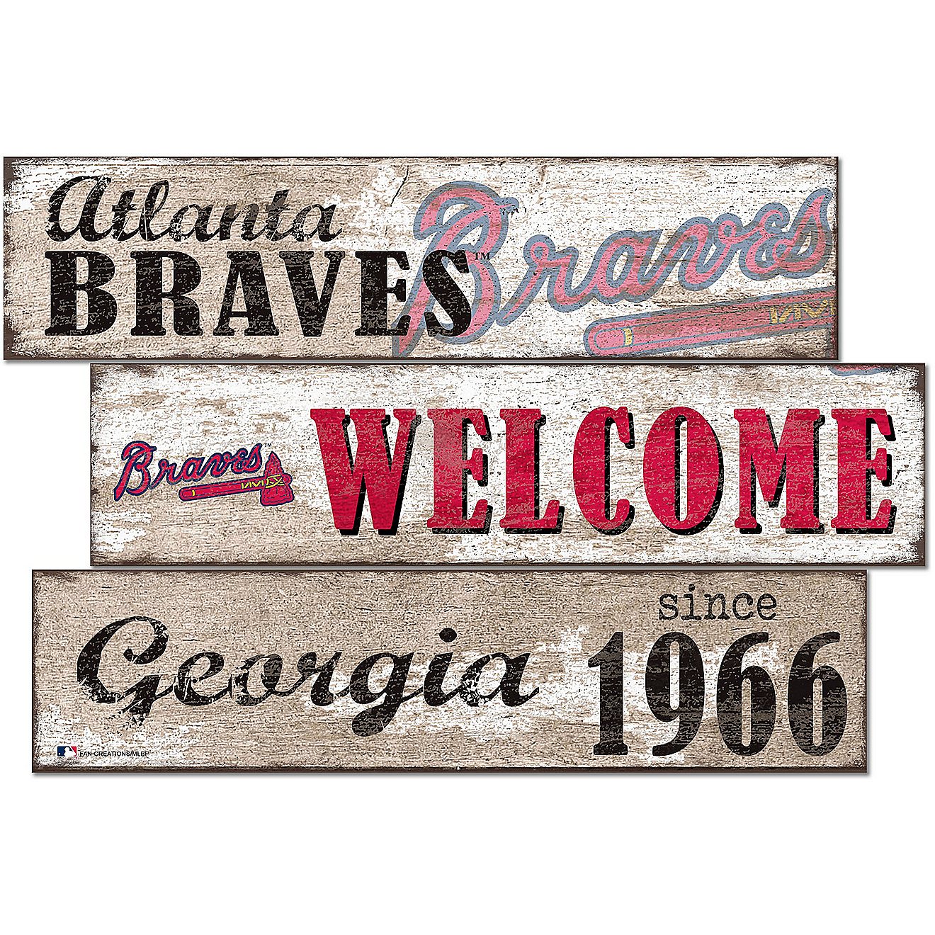 Fan Creations Atlanta Braves Welcome 3 Plank Decor                                                                               - view number 1