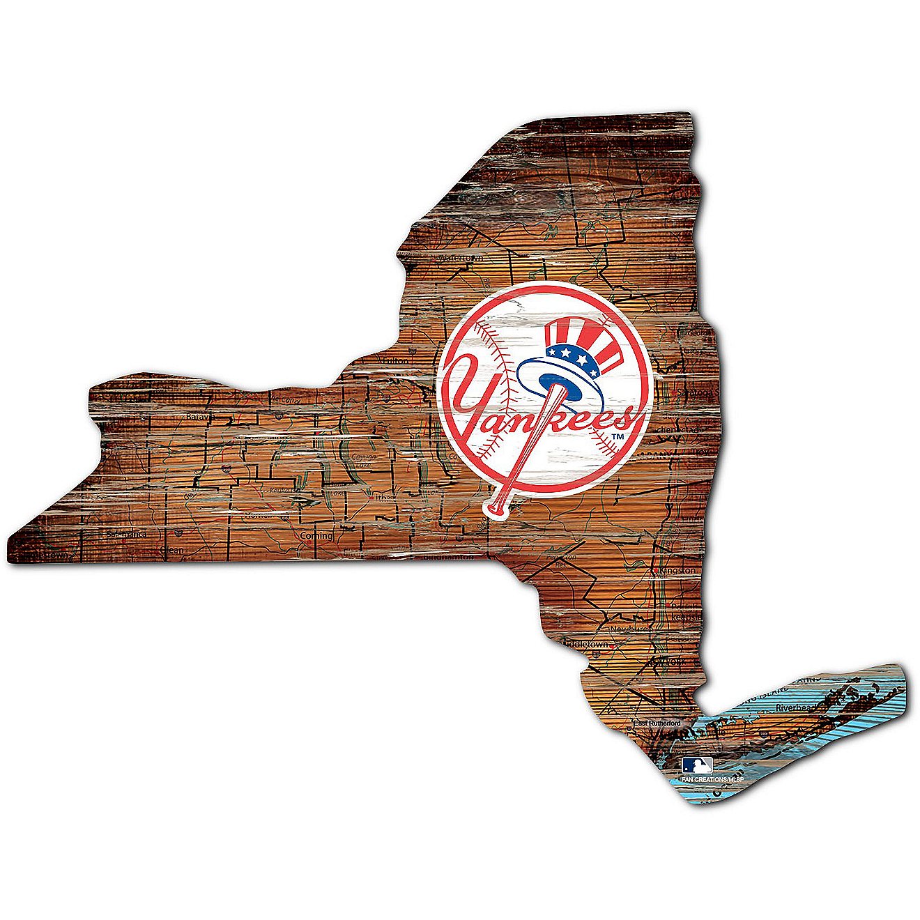 Fan Creations New York Yankees Logo Distressed State Sign                                                                        - view number 1