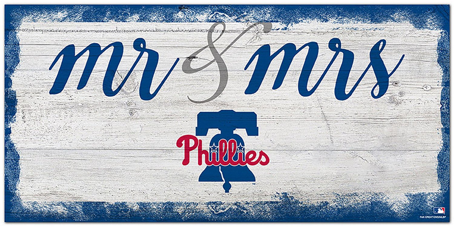 Fan Creations Philadelphia Phillies Script Mr & Mrs 6x12 Sign