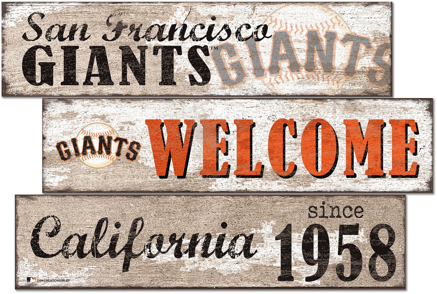Fan Creations San Francisco Giants Welcome 3 Plank Decor