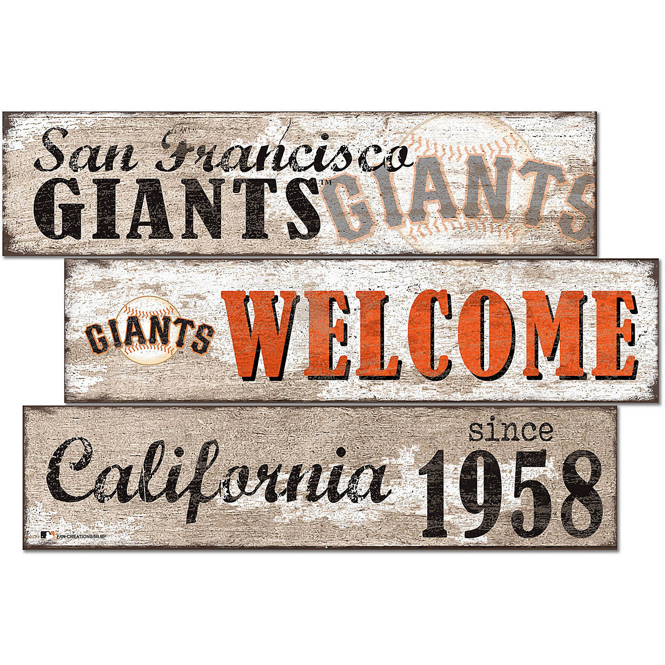 Fan Creations San Francisco Giants Welcome 3 Plank Decor                                                                         - view number 1