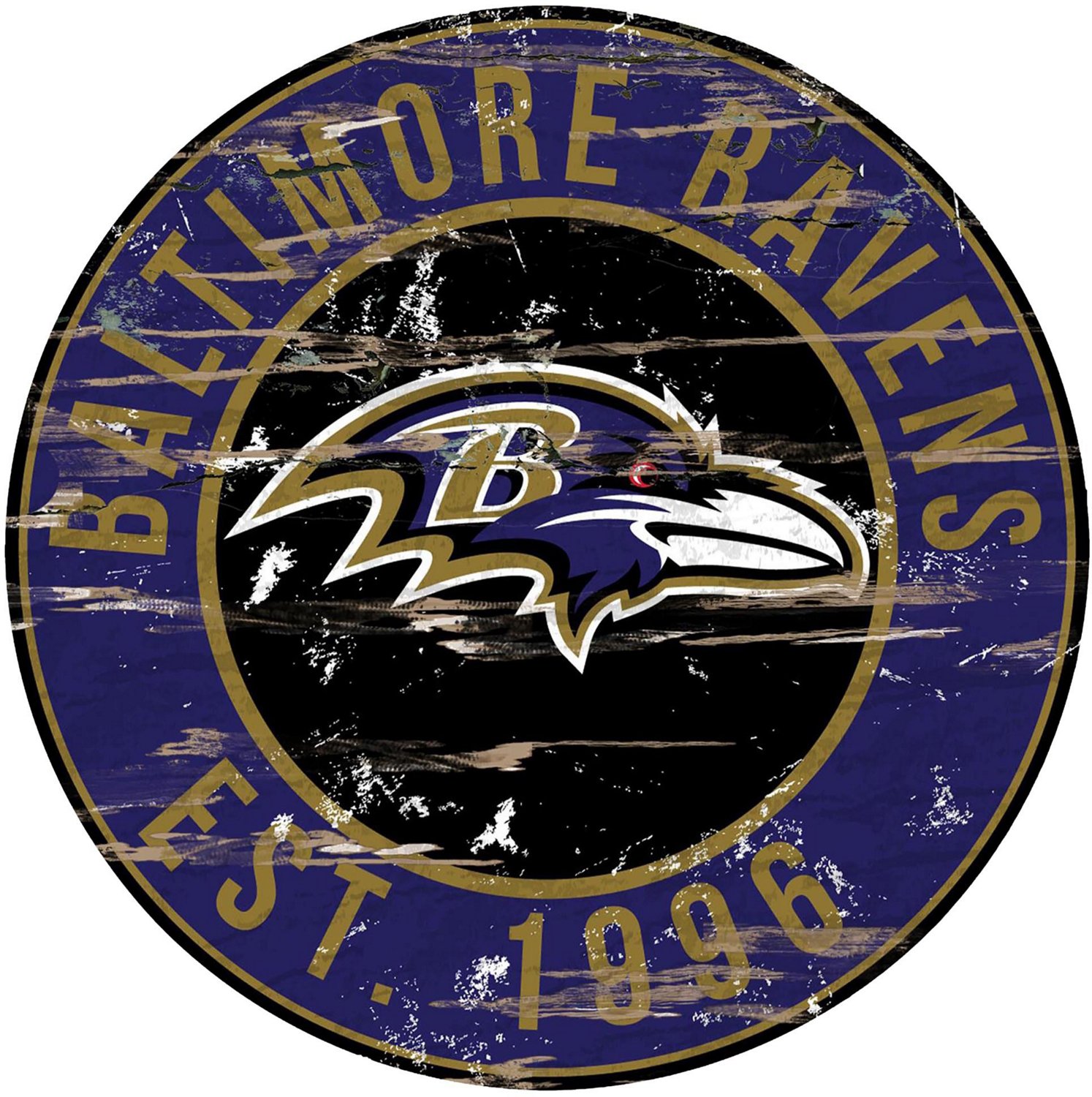 Fan Creations Baltimore Ravens Round Distressed Sign | Academy