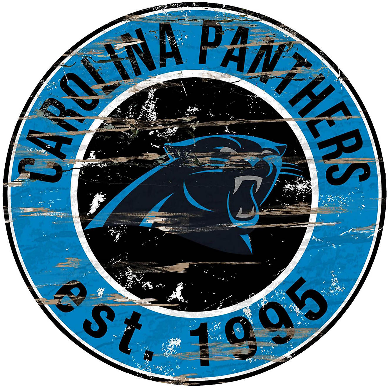 Fan Creations Carolina Panthers Round Distressed Sign                                                                            - view number 1