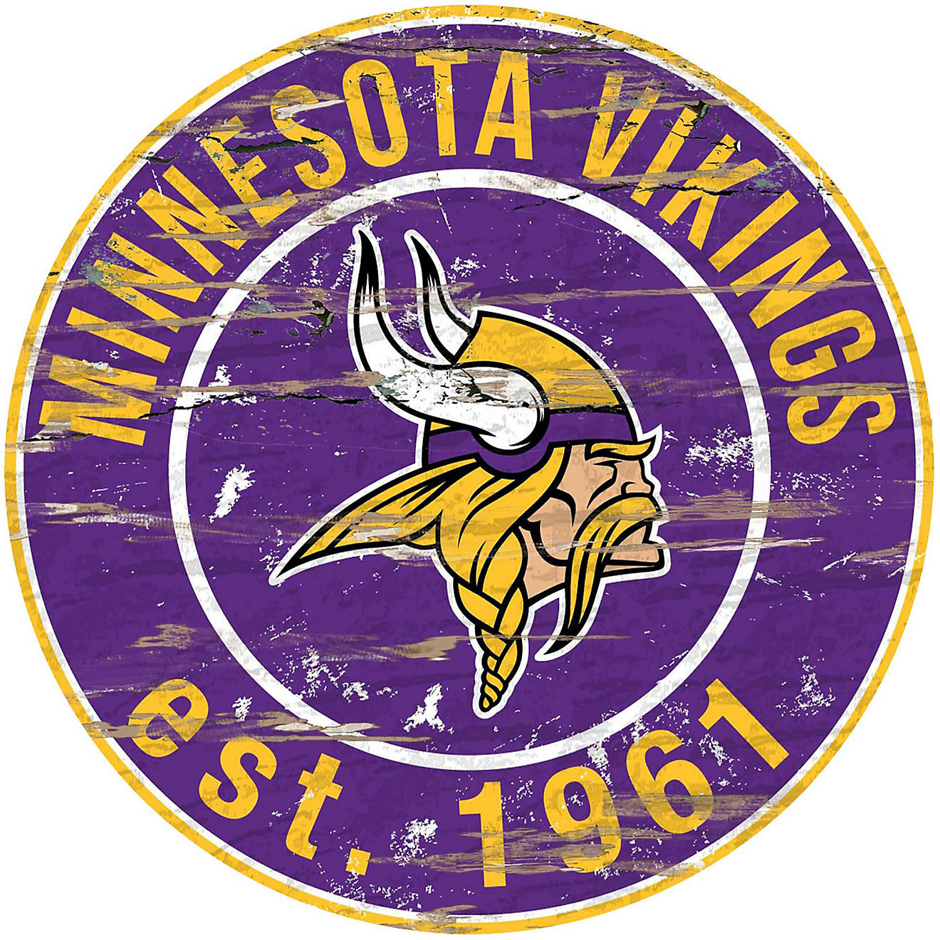 Fan Creations Minnesota Vikings Round Distressed Sign                                                                            - view number 1