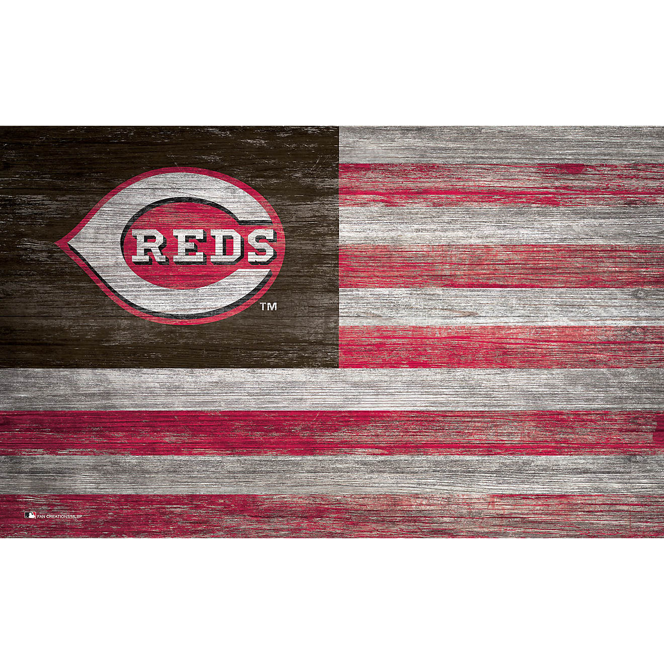 Fan Creations Cincinnati Reds 11 in x 19 in Distressed Flag Sign                                                                 - view number 1