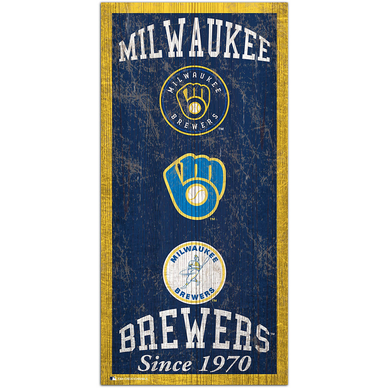 Fan Creations Milwaukee Brewers Heritage 6 x 12 Sign                                                                             - view number 1