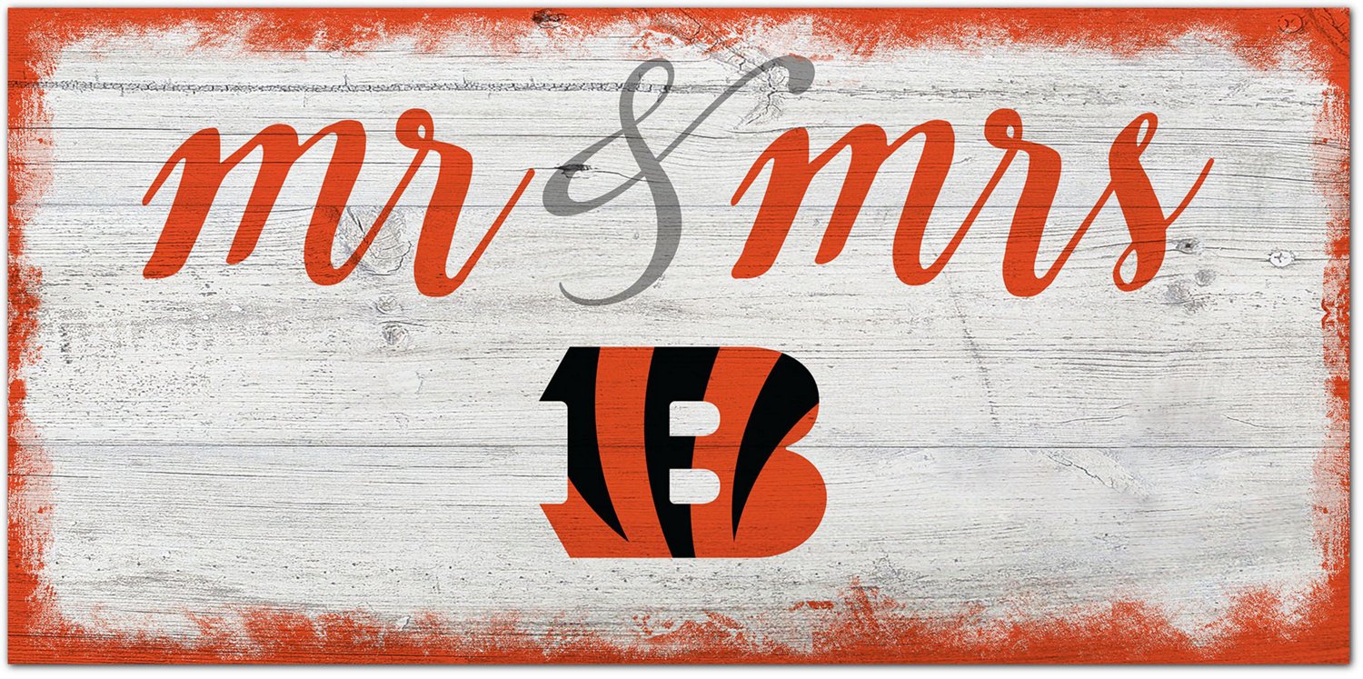 Fan Creations Cincinnati Bengals Script Mr and Mrs 6x12 Sign                                                                     - view number 1