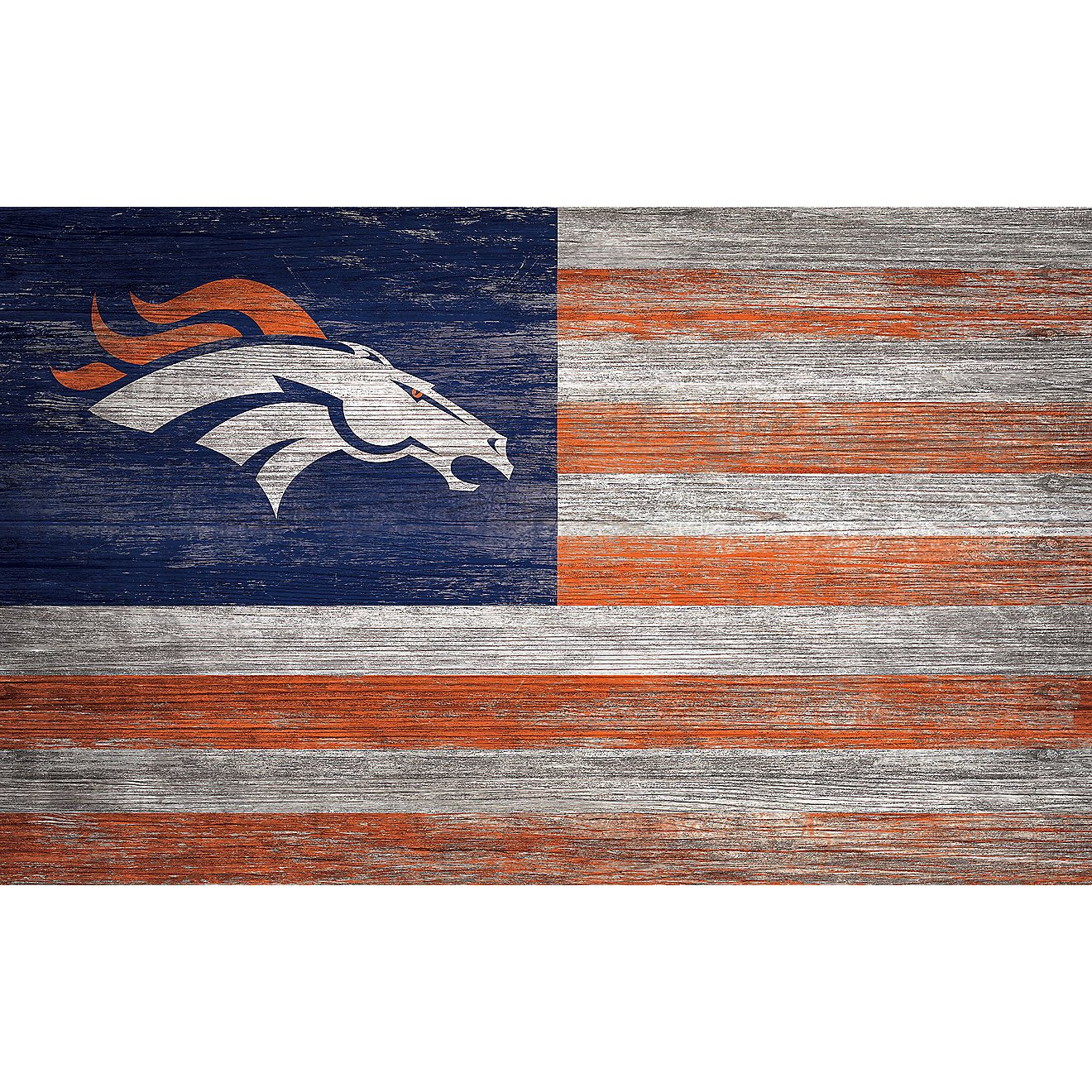 Fan Creations Denver Broncos 11 in x 19 in Distressed Flag Sign                                                                  - view number 1