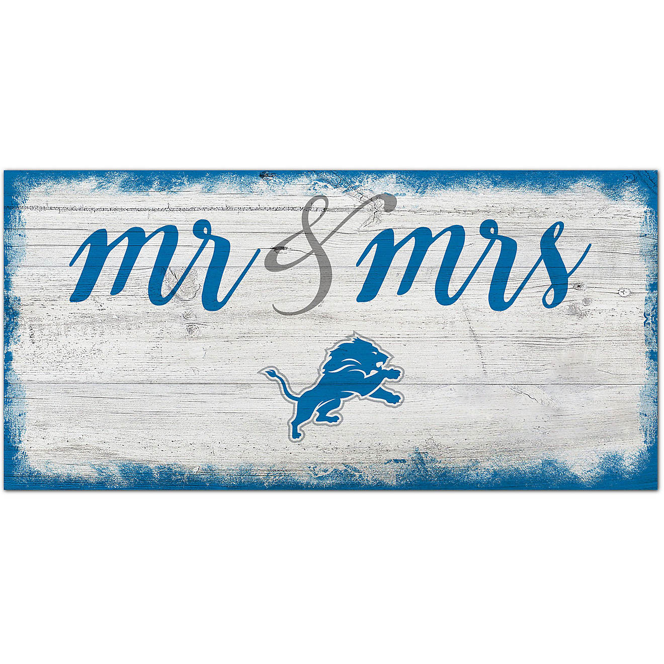 Fan Creations Detroit Lions Script Mr and Mrs 6x12 Sign                                                                          - view number 1