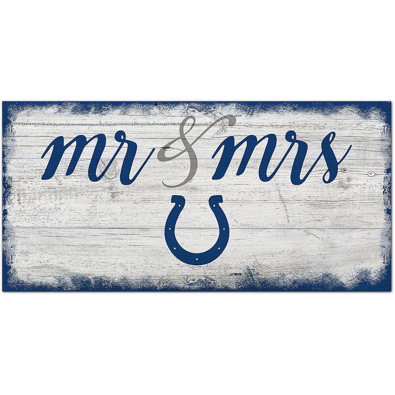 Fan Creations Indianapolis Colts Script Mr and Mrs 6x12 Sign                                                                     - view number 1