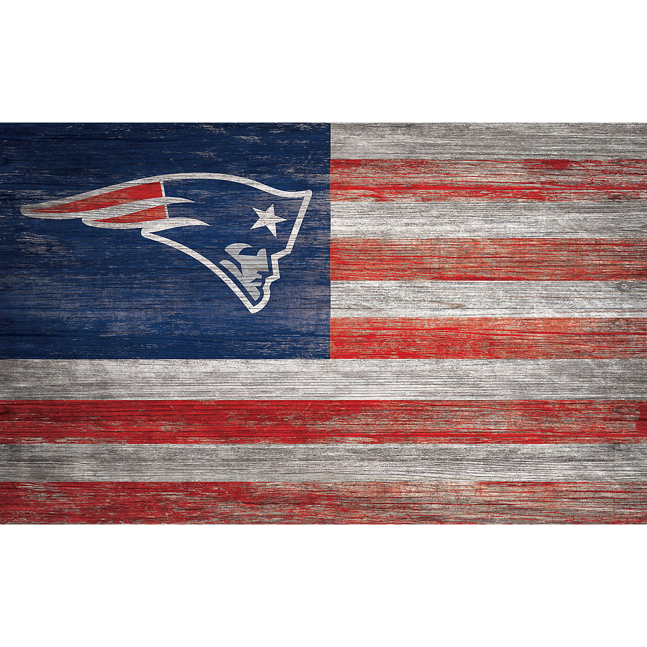 Fan Creations New England Patriots 11 in x 19 in Distressed Flag Sign                                                            - view number 1
