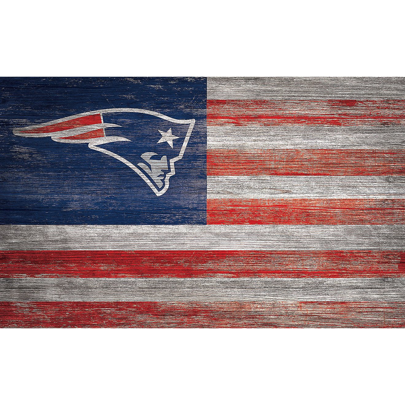 Fan Creations New England Patriots 11 in x 19 in Distressed Flag Sign                                                            - view number 1
