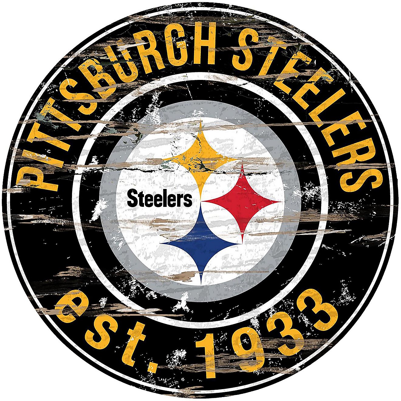 Fan Creations Pittsburgh Steelers Round Distressed Sign                                                                          - view number 1