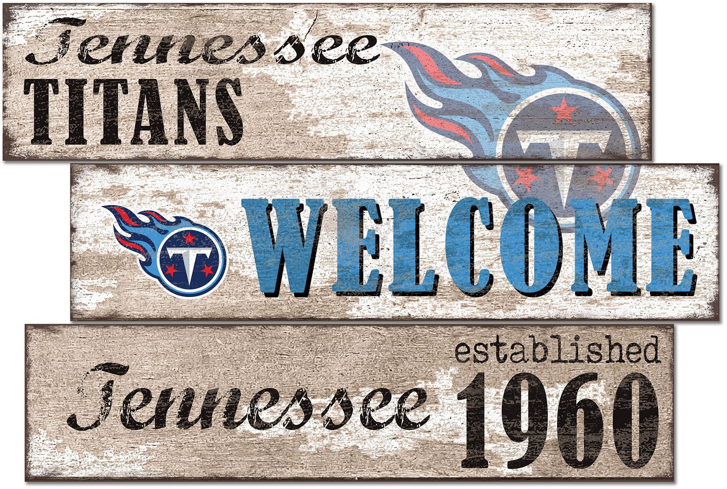 Fan Creations Tennessee Titans Welcome 3 Plank Decor