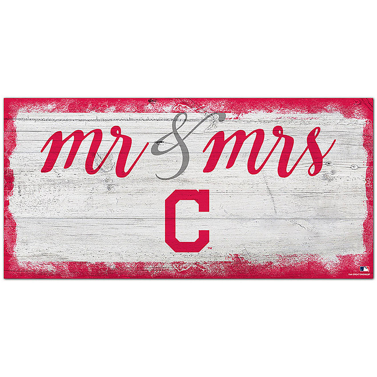 Fan Creations Cleveland Indians Script Mr & Mrs 6x12 Sign                                                                        - view number 1