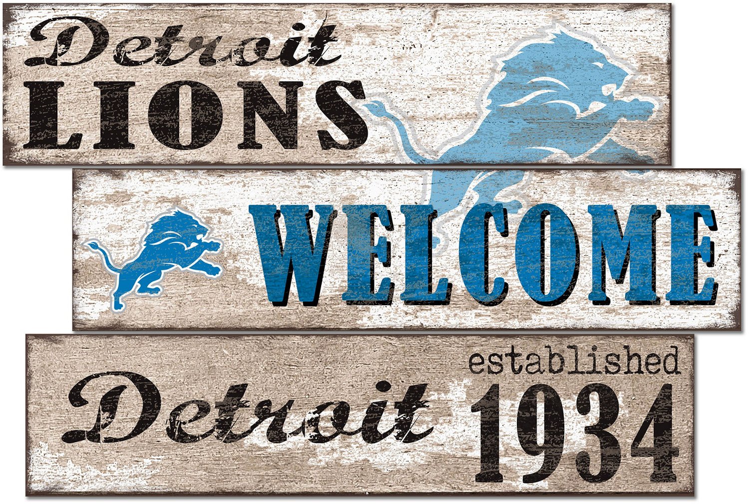 Detroit Lions Old School Wood Sign