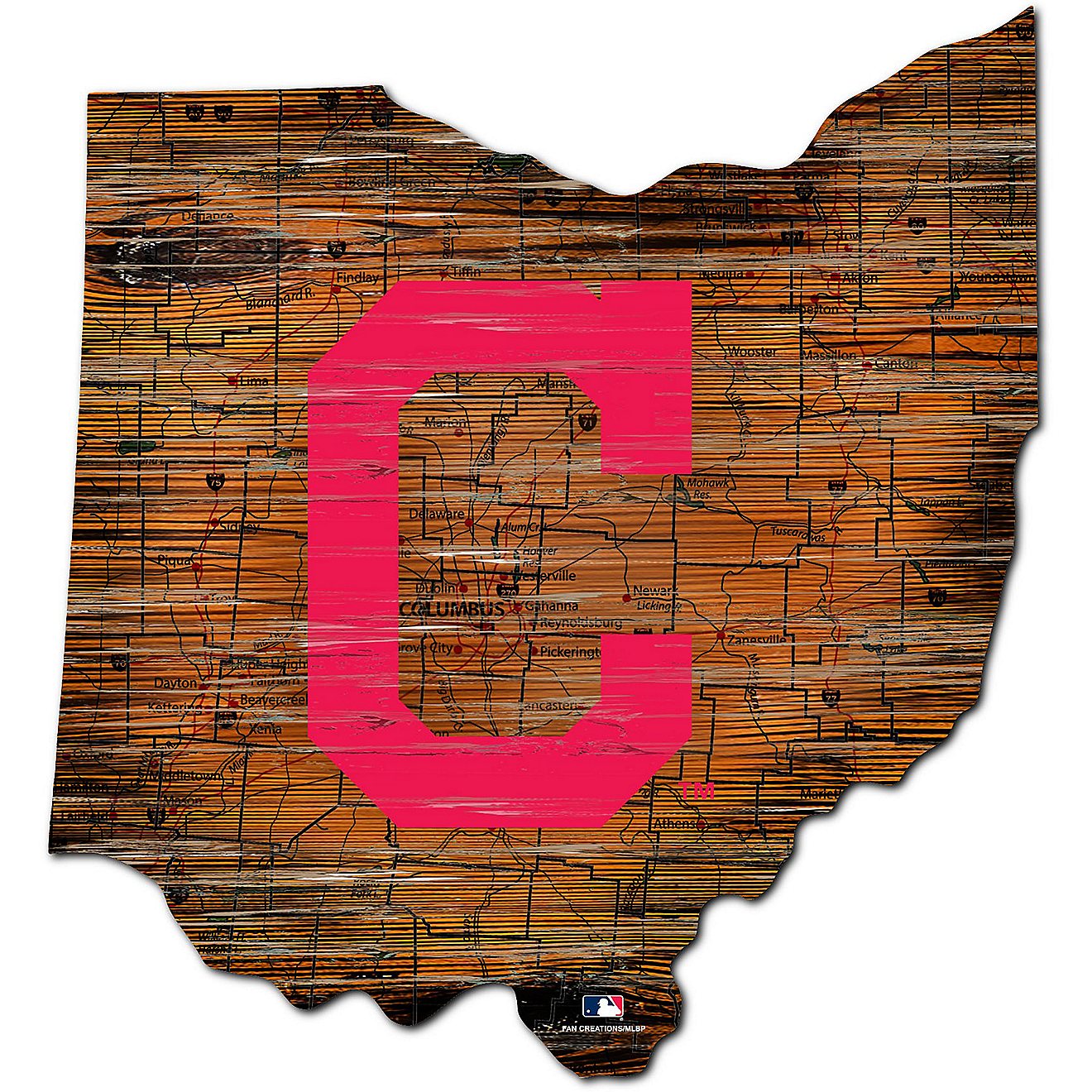 Fan Creations Cleveland Indians Logo Distressed State Sign                                                                       - view number 1