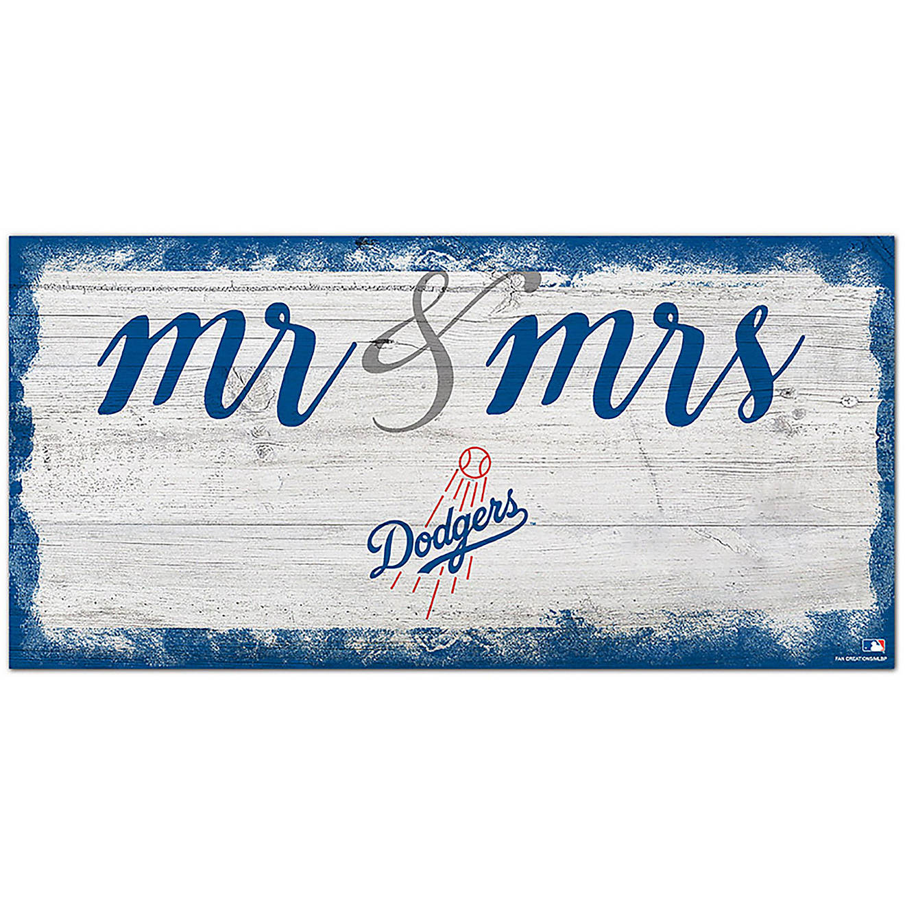 Fan Creations Los Angeles Dodgers Script Mr & Mrs 6x12 Sign                                                                      - view number 1