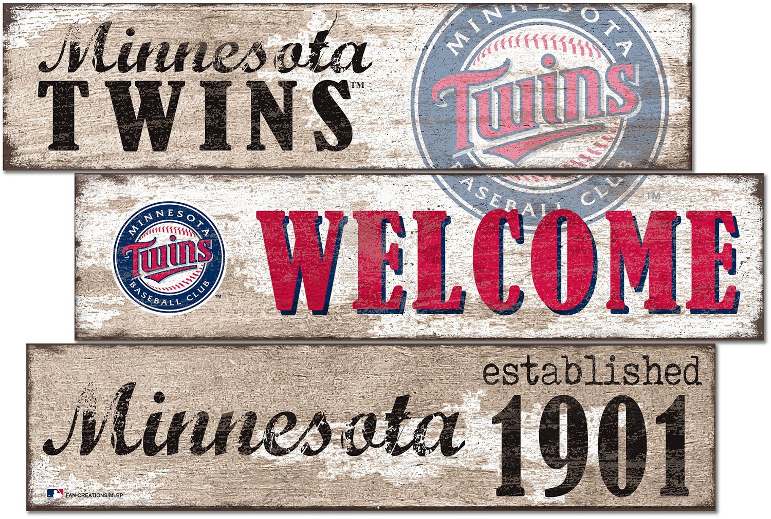 Fan Creations Minnesota Twins Welcome 3 Plank Decor