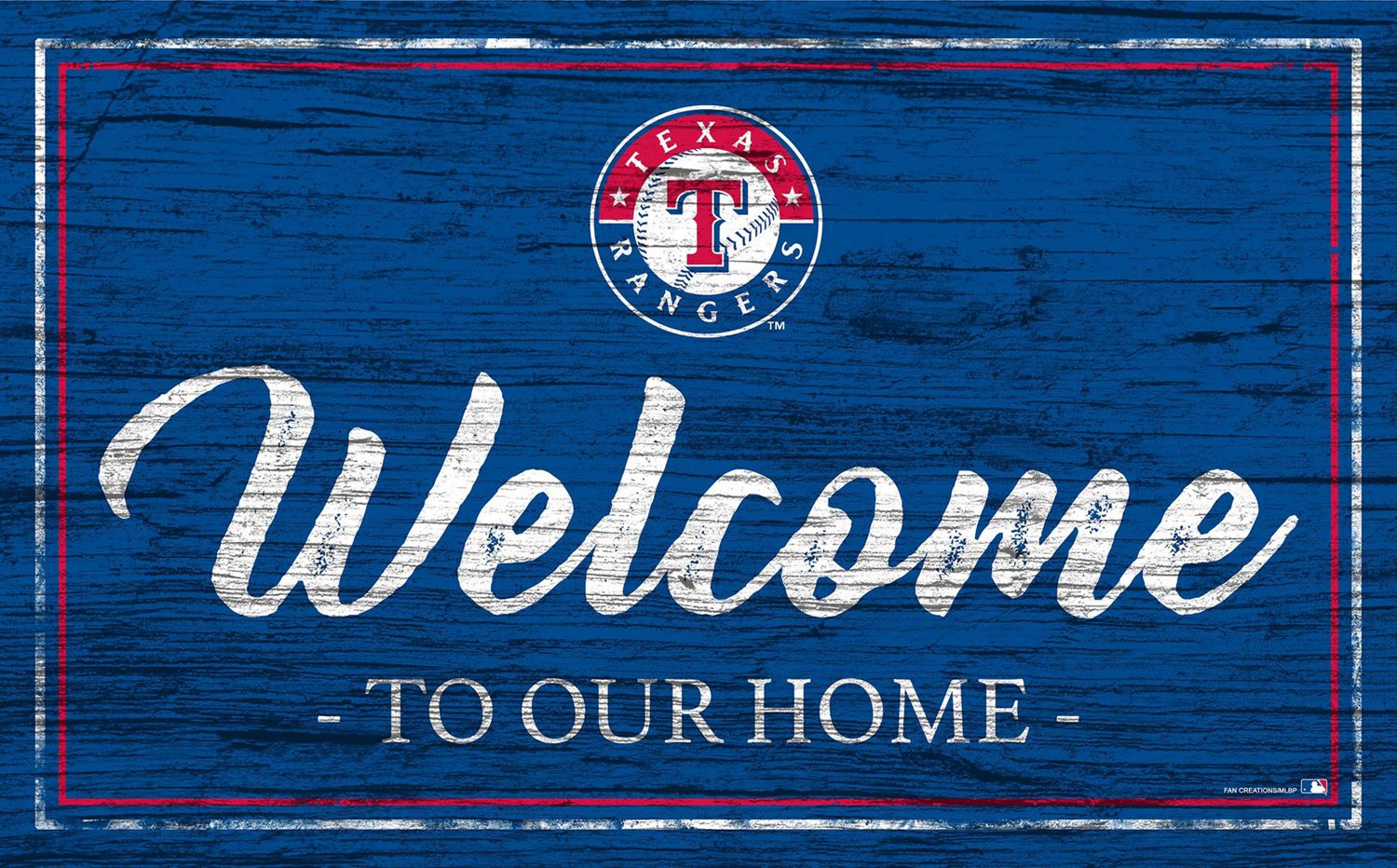 Fan Creations Texas Rangers Team Color 11 in x 19 in Welcome Sign