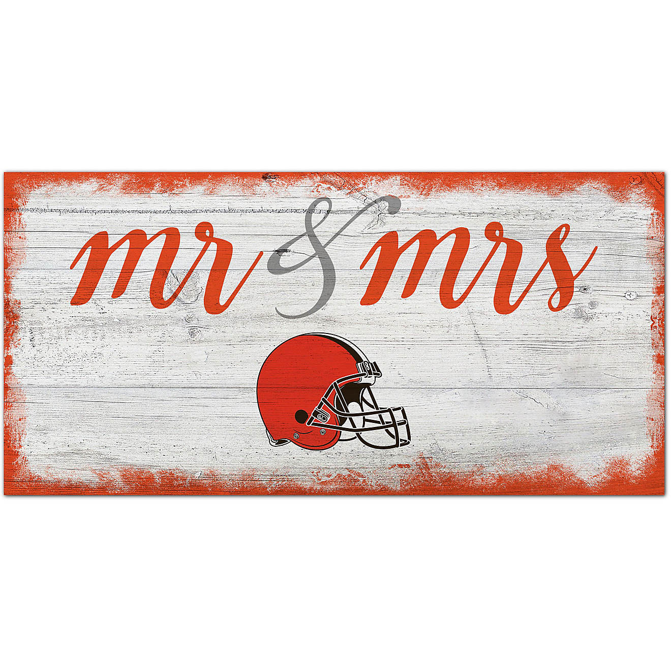Fan Creations Cleveland Browns Script Mr and Mrs 6x12 Sign                                                                       - view number 1