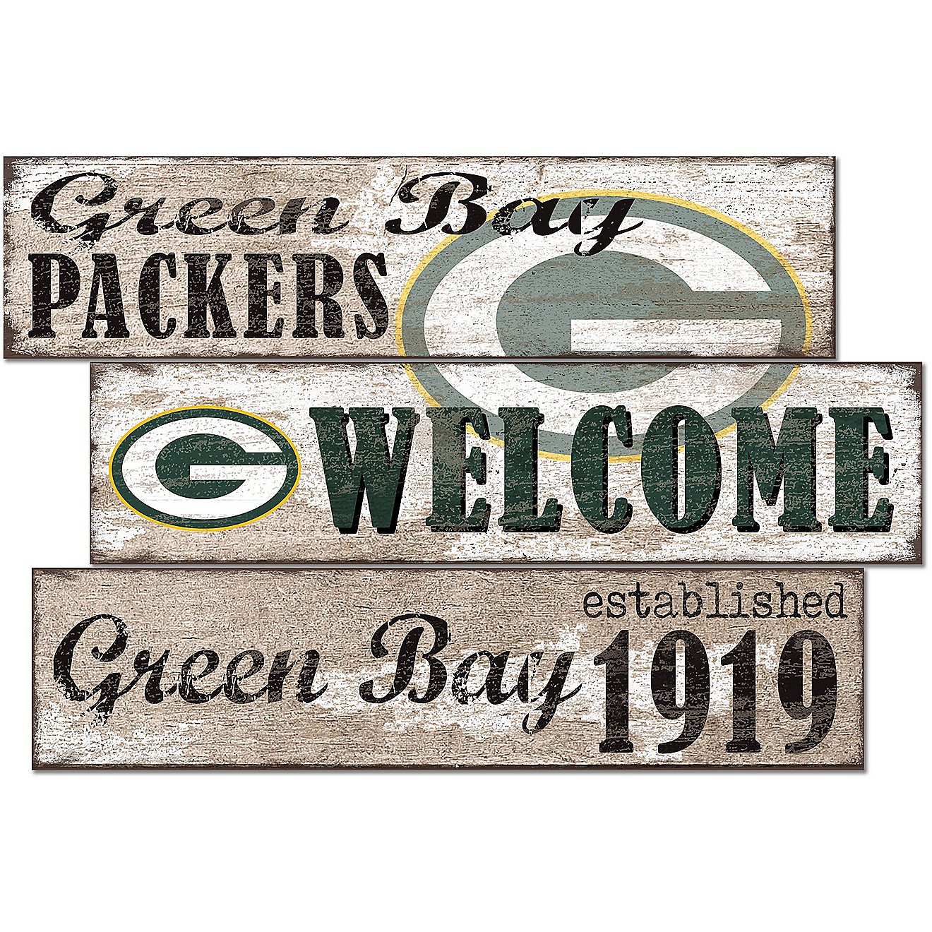 Fan Creations Green Bay Packers Welcome 3 Plank Decor                                                                            - view number 1