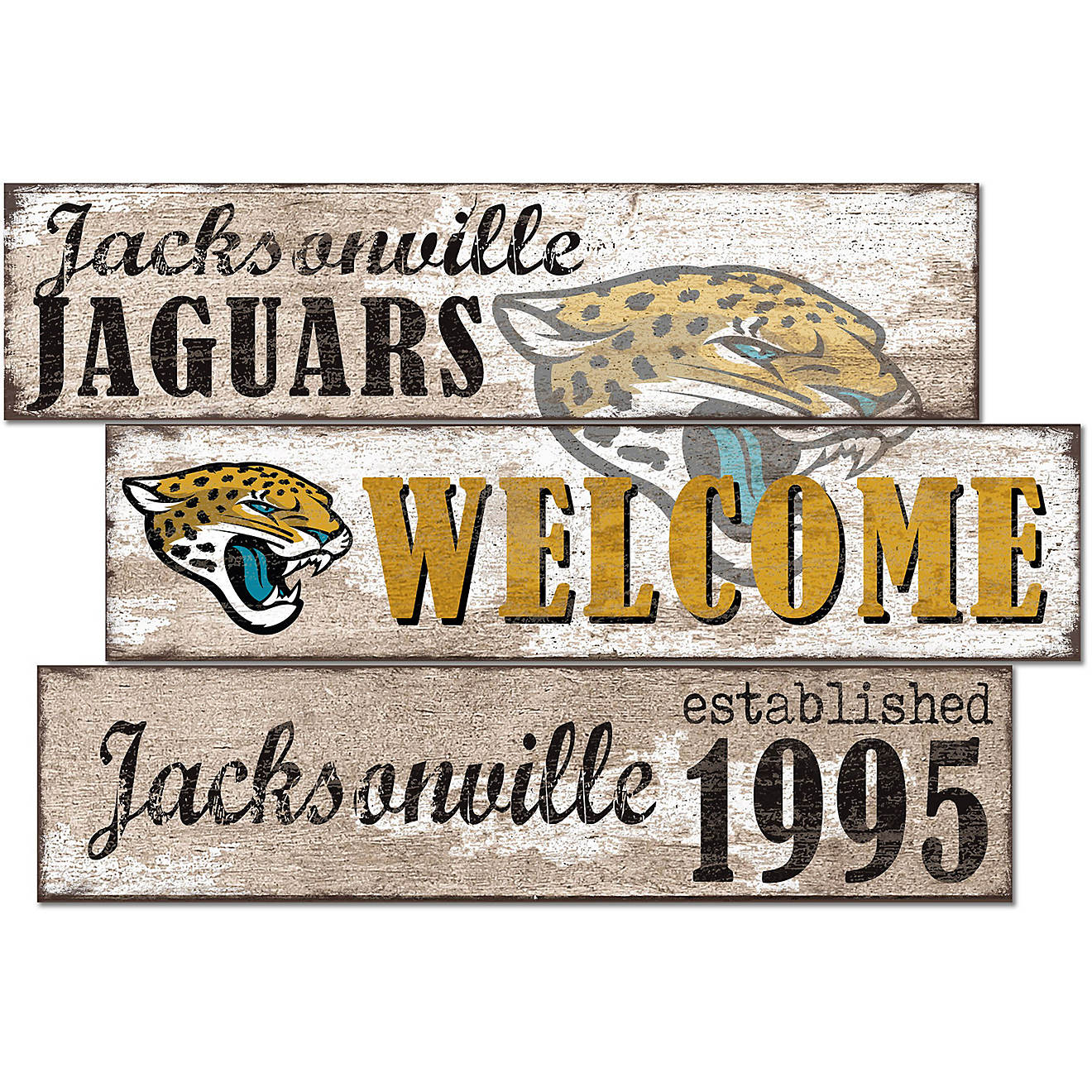 Fan Creations Jacksonville Jaguars Welcome 3 Plank Decor                                                                         - view number 1