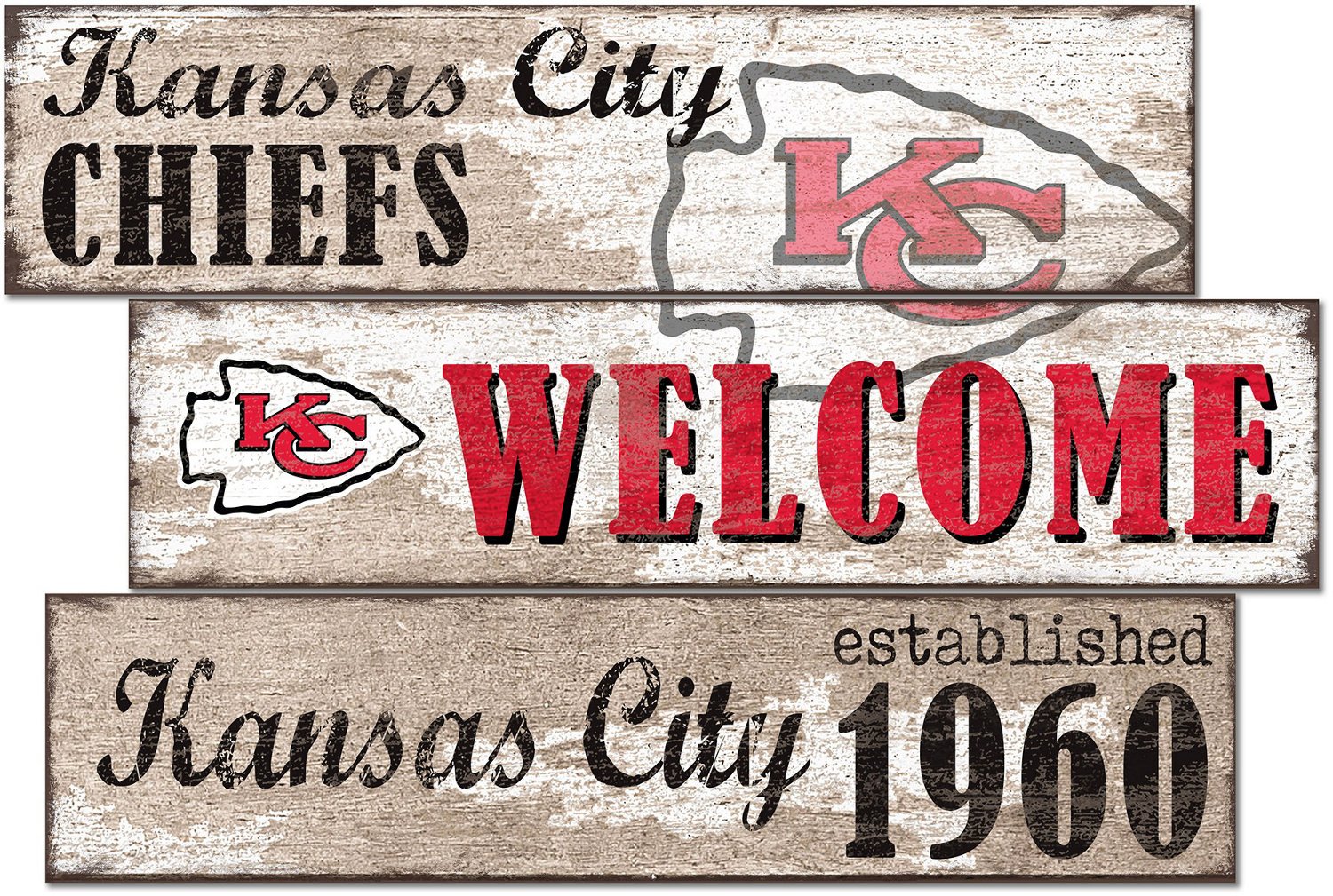 Fan Creations Kansas City Chiefs Welcome 3 Plank Decor Academy 