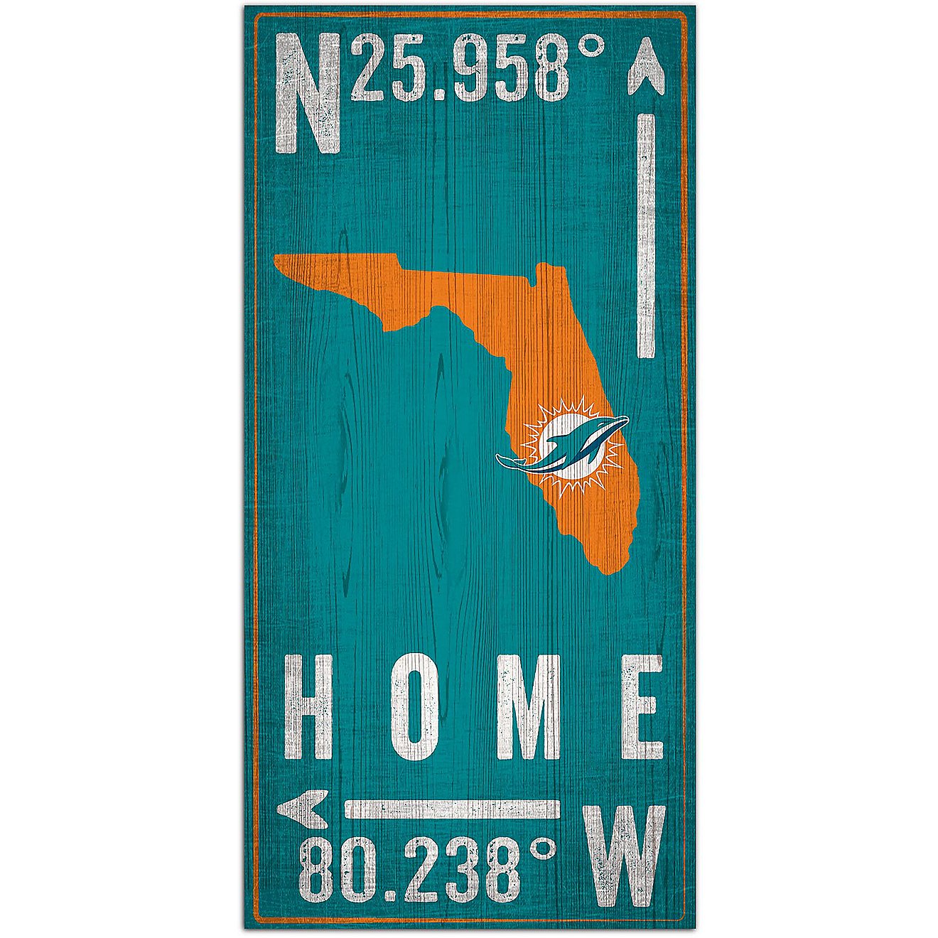Fan Creations Miami Dolphins Coordinate 6 in x 12 in Sign                                                                        - view number 1