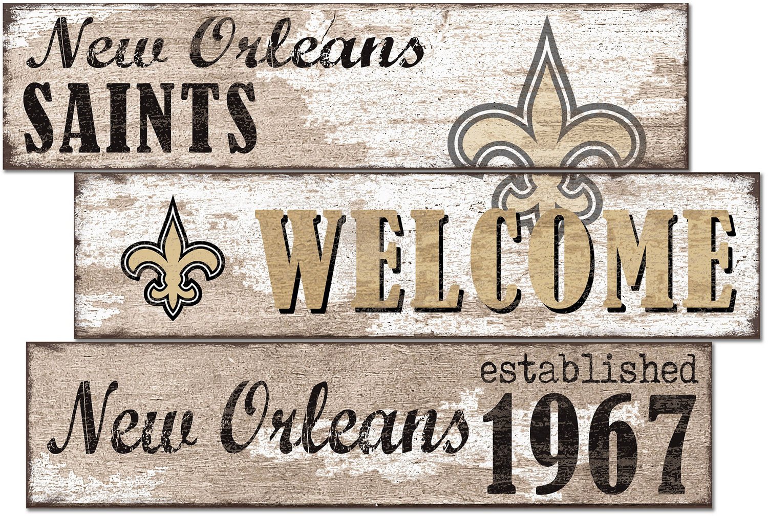 Fan Creations New Orleans Saints Welcome 3 Plank Decor                                                                           - view number 1