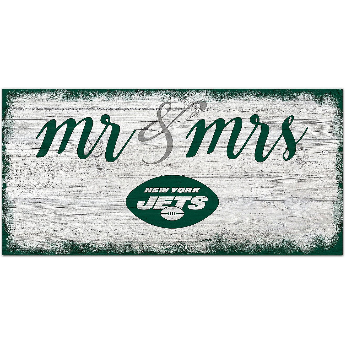 Fan Creations New York Jets Script Mr and Mrs 6x12 Sign                                                                          - view number 1