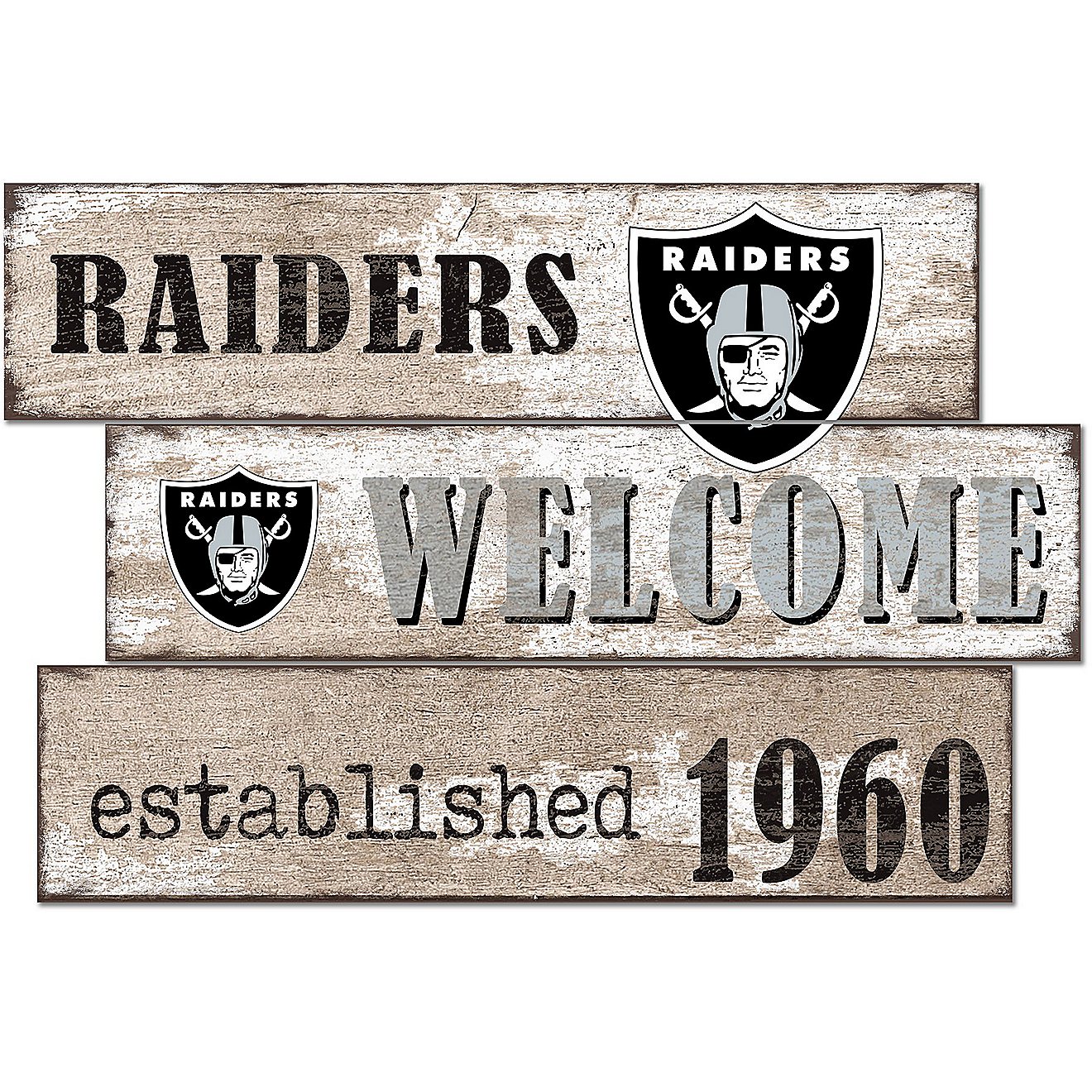 Fan Creations Las Vegas Raiders Welcome 3 Plank Decor                                                                            - view number 1