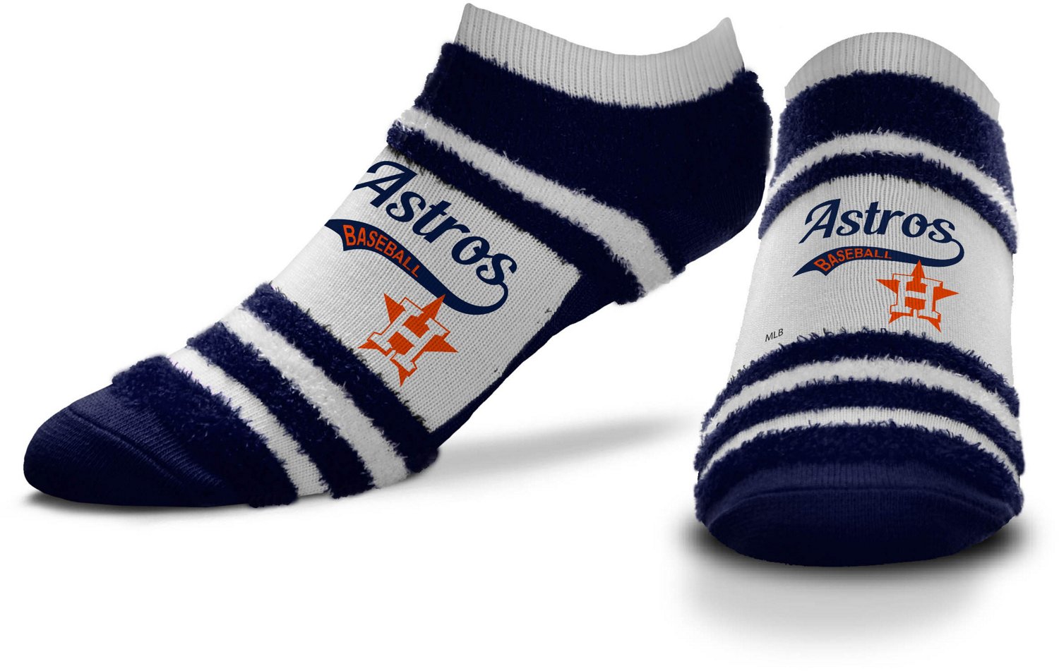 For Bare Feet Women's Houston Astros Block Stripe DST Soft Crew Socks