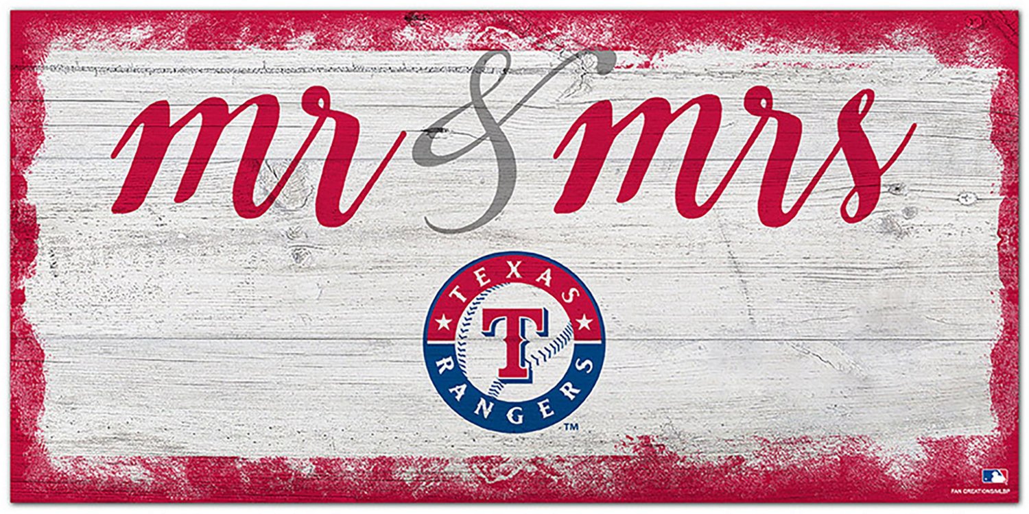 Fan Creations Texas Rangers Script Mr & Mrs 6x12 Sign