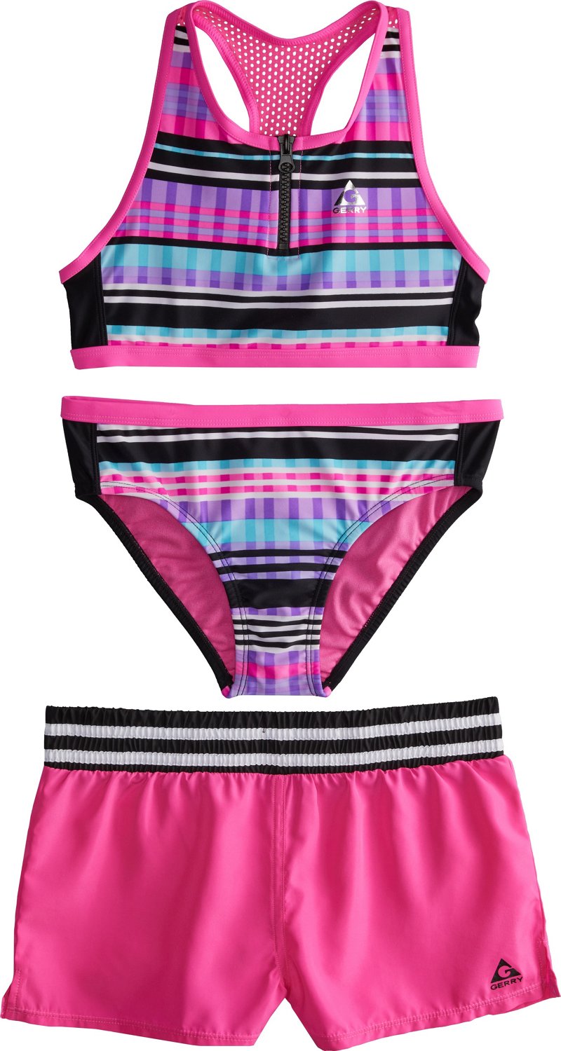 Gerry Girls' Rails Tales Mesh Zip Bikini 3-Piece Swim Set | Academy