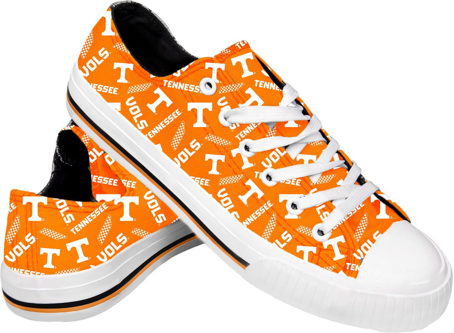 FOCO Womens NCAA College Low Top Repeat Print Canvas Sneaker Shoes 