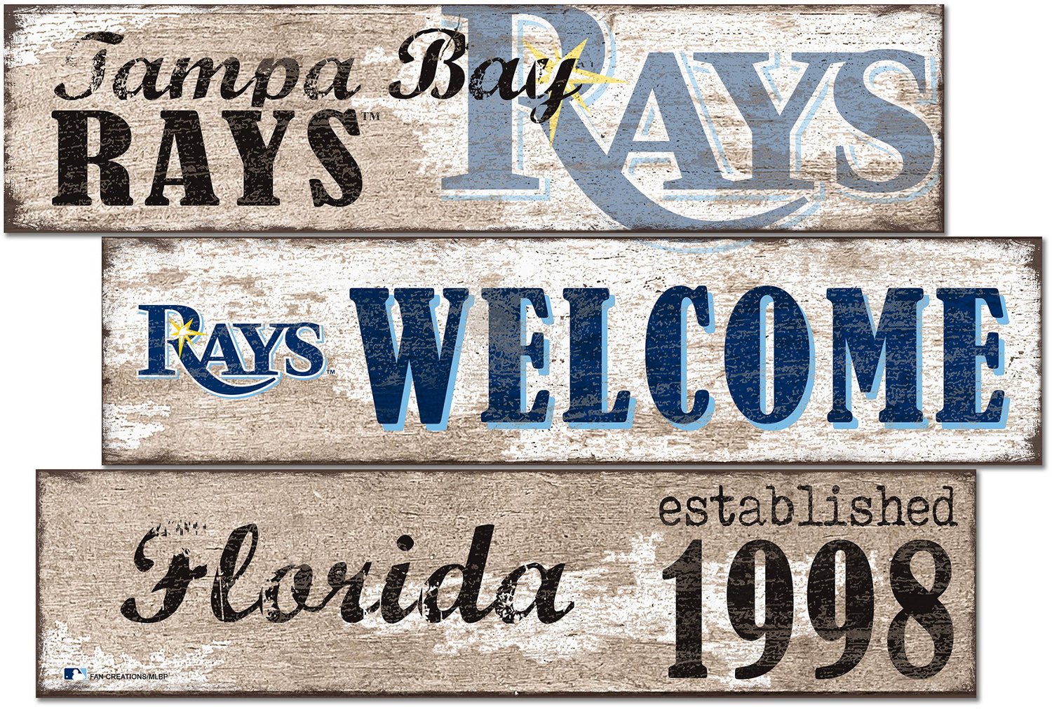 Fan Creations Tampa Bay Rays Welcome 3 Plank Decor