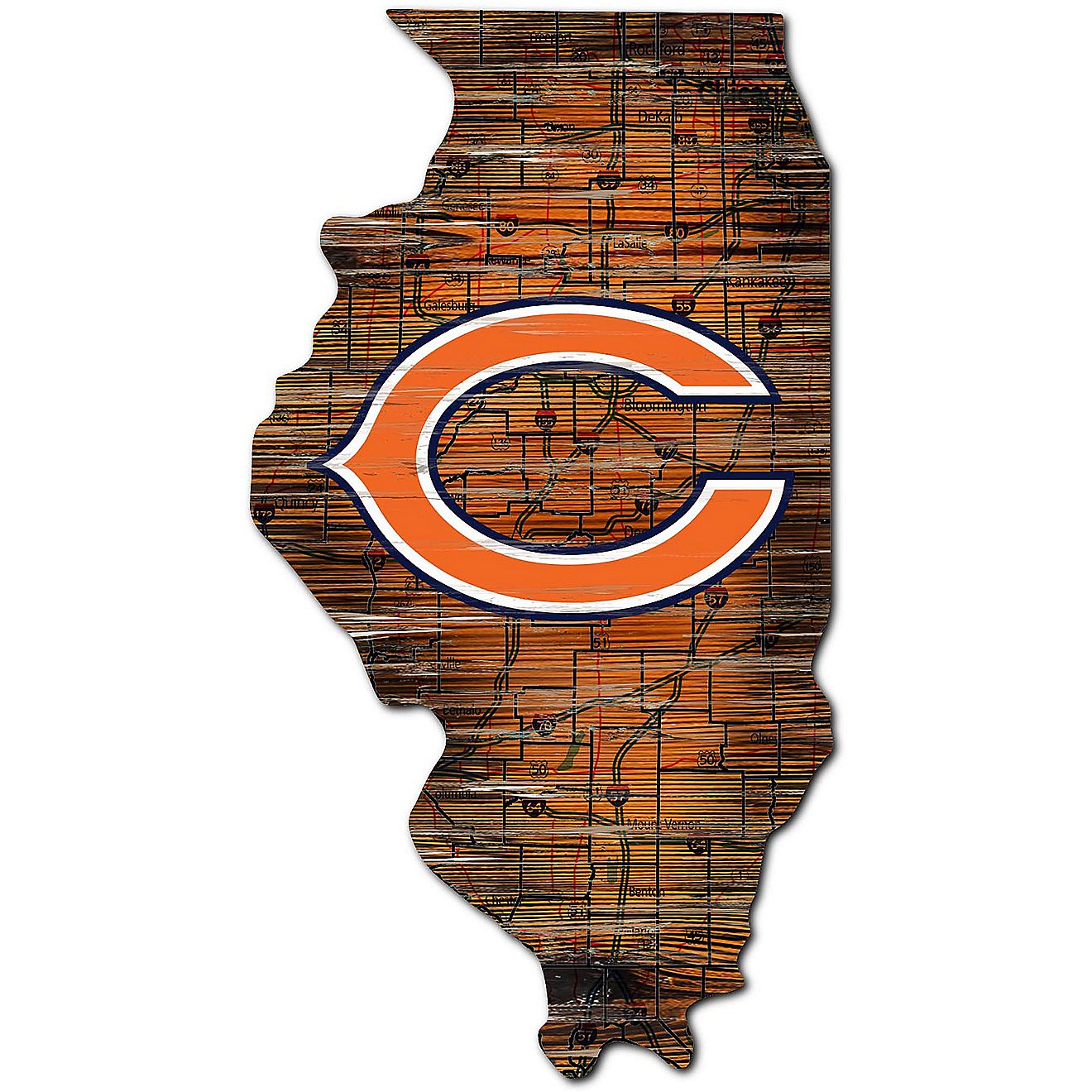 Fan Creations Chicago Bears Logo Distressed State Sign                                                                           - view number 1