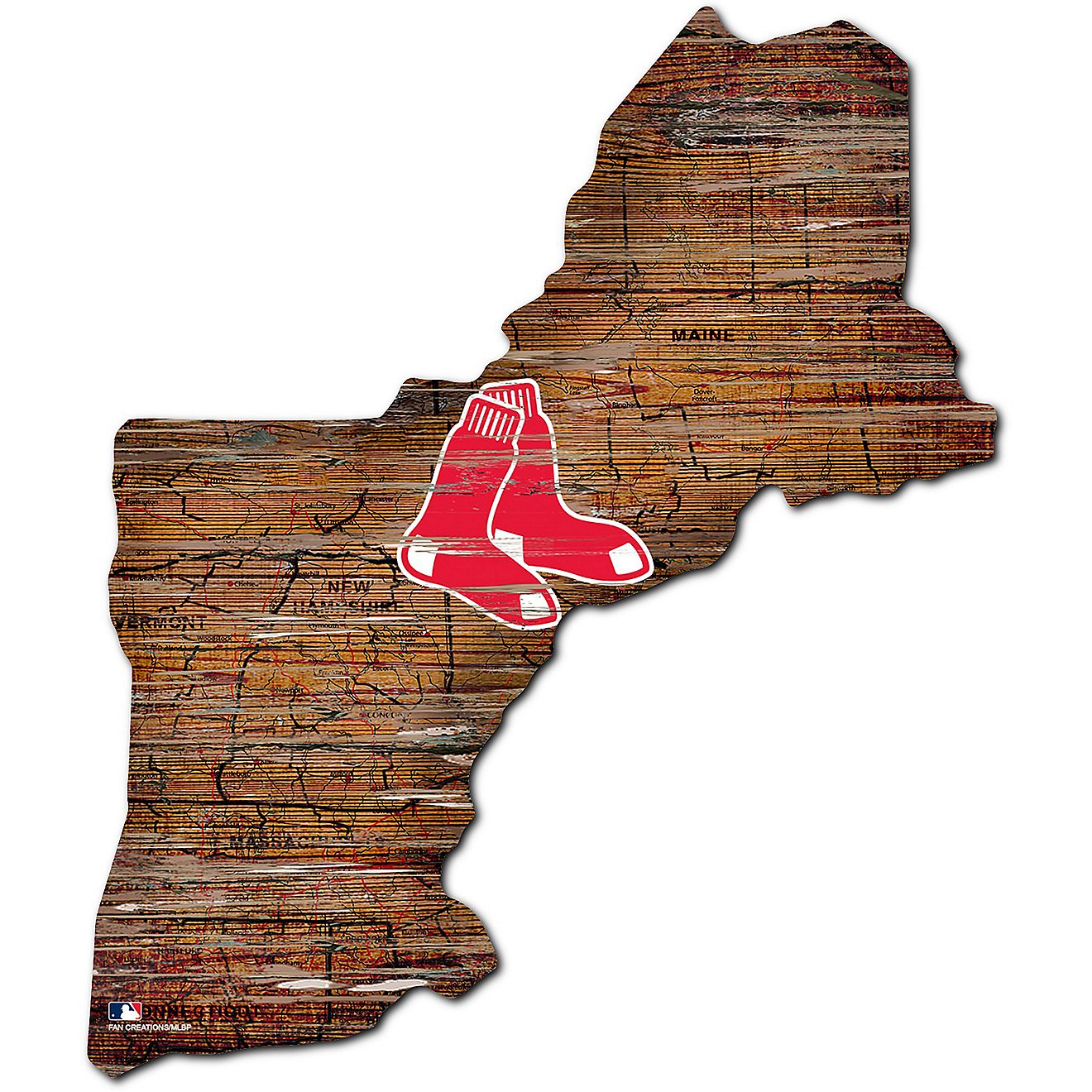 Fan Creations Boston Red Sox Logo Distressed State Sign                                                                          - view number 1