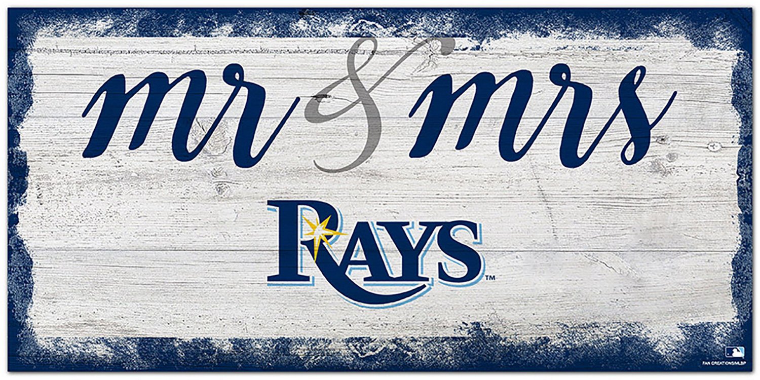 Fan Creations Tampa Bay Rays Script Mr & Mrs 6x12 Sign