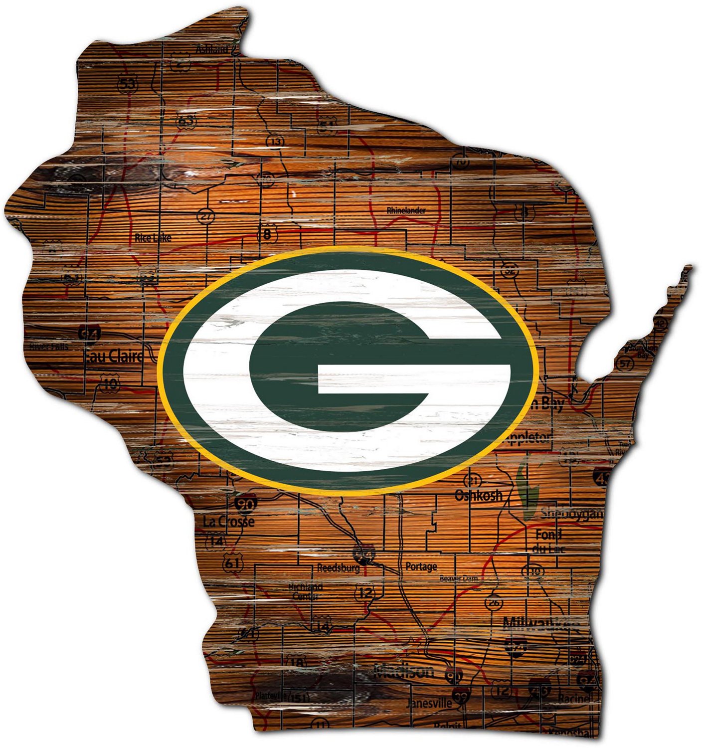 Fan Creations Green Bay Packers Logo Distressed State Sign | Academy