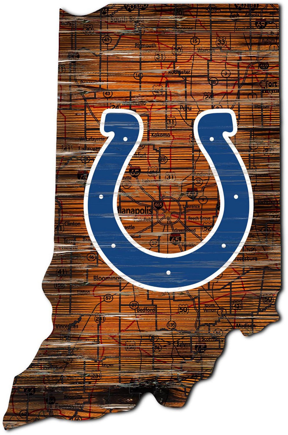 Fan Creations Indianapolis Colts Logo Distressed State Sign