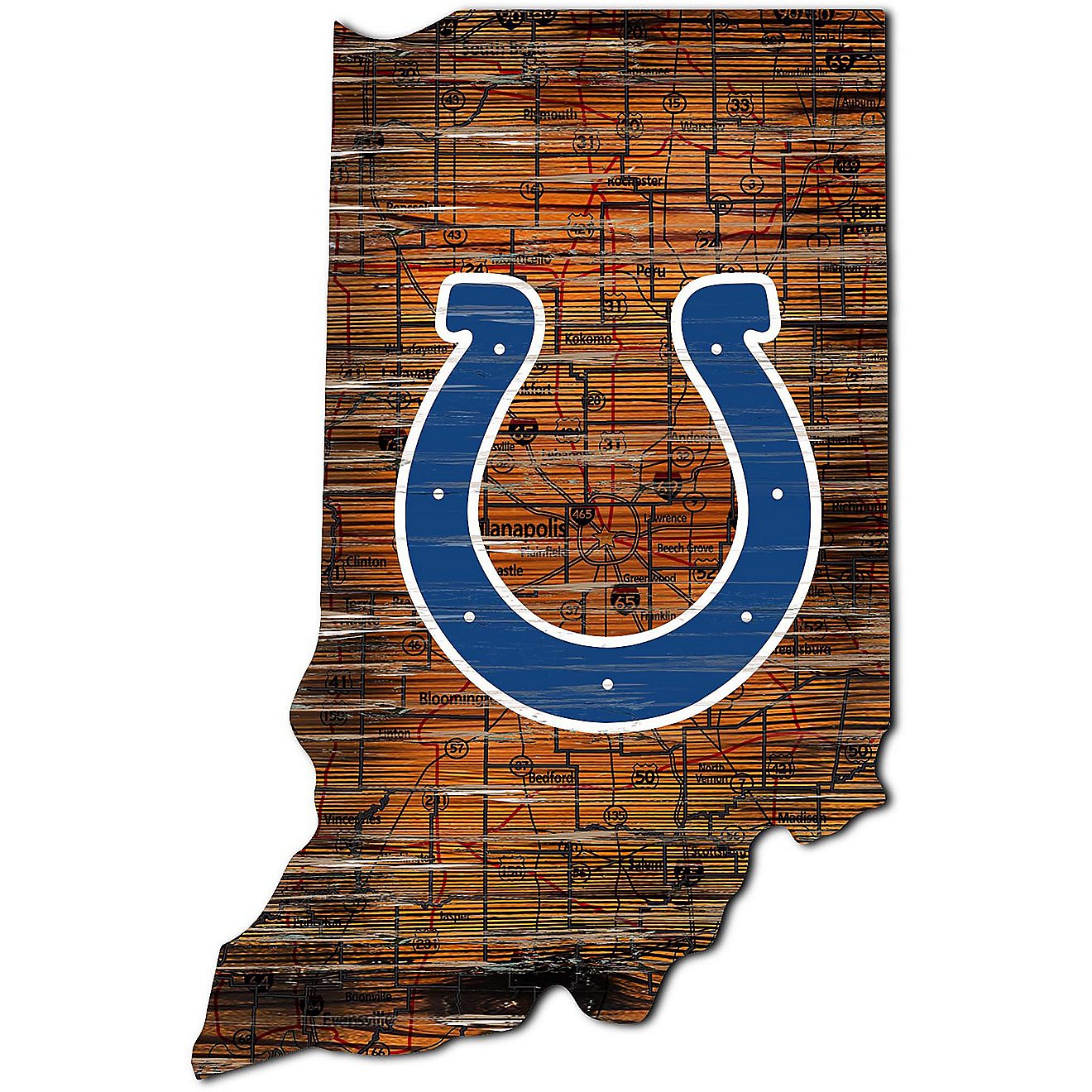 Fan Creations Indianapolis Colts Logo Distressed State Sign                                                                      - view number 1