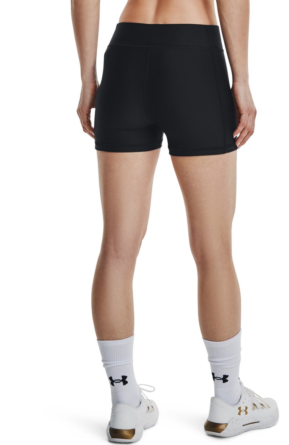 Short Biker Under Armour Mid Rise Feminino - Preto+Branco