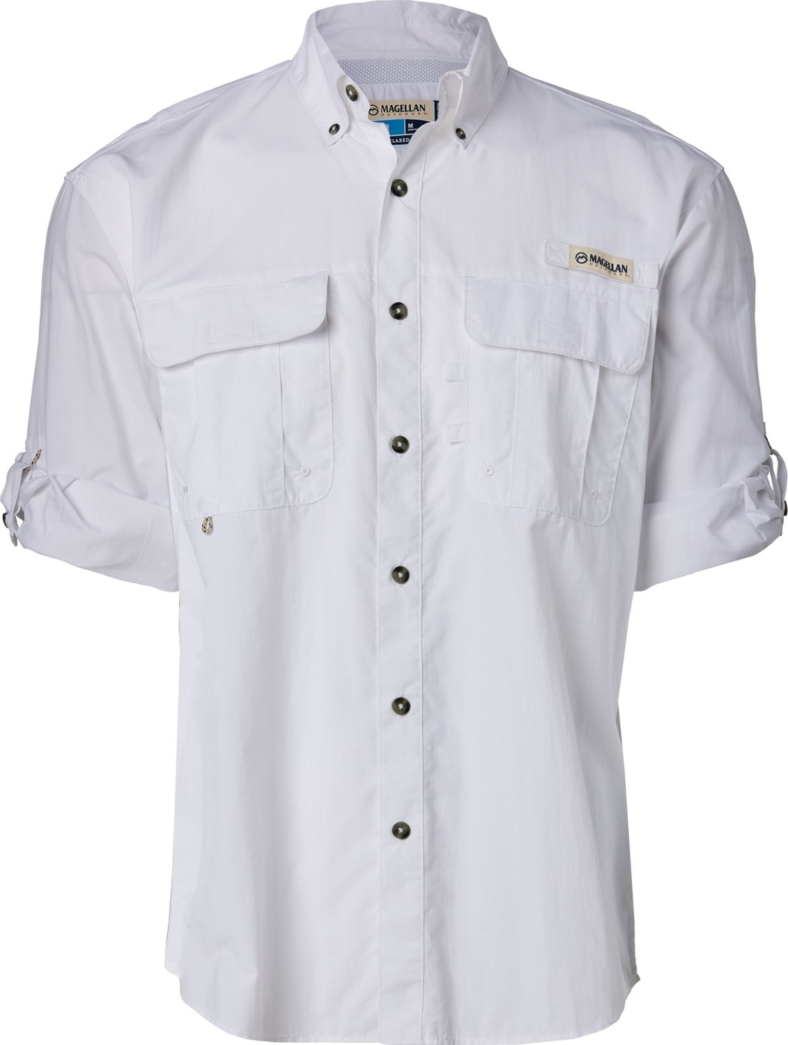 Magellan Outdoors Laguna Madre White Short Sleeve Fishing Shirt Size 1X /  XL Men