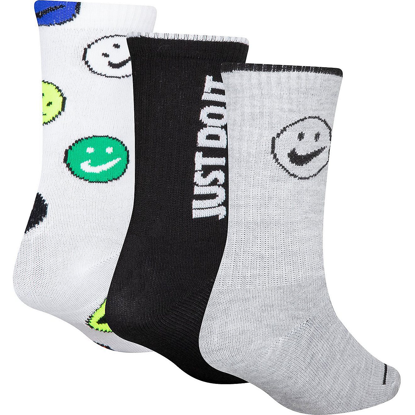 Nike Kids’ Swoosh Smiley Crew Socks 3-Pack | Academy