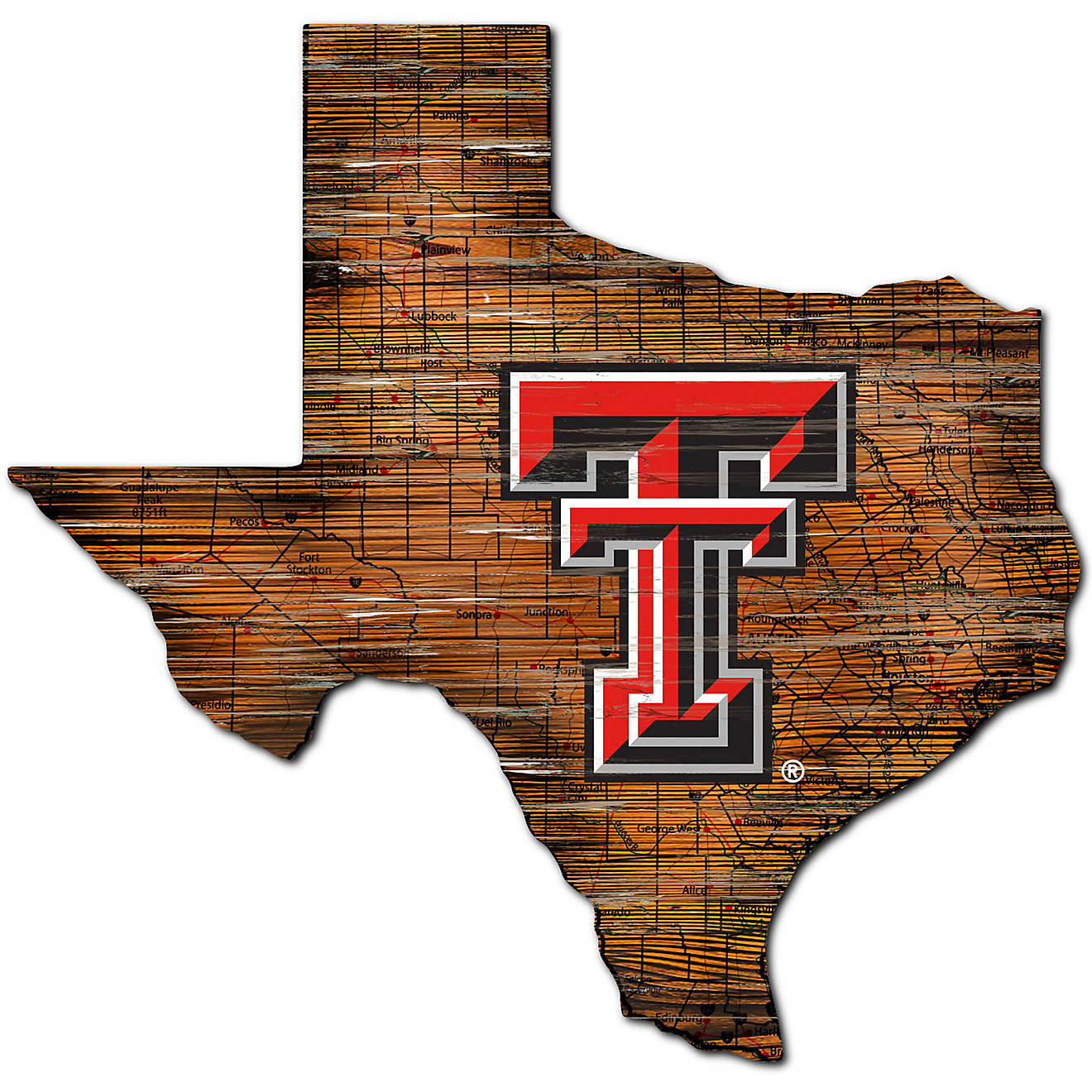 Fan Creations Texas Tech University Distressed State Logo Sign                                                                   - view number 1