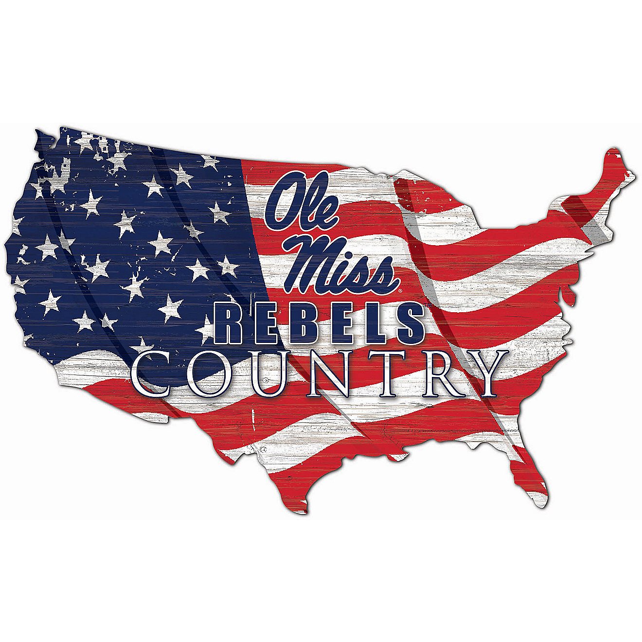 Fan Creations University of Mississippi USA Shape Flag Cutout 12 in x 18 in Sign                                                 - view number 1