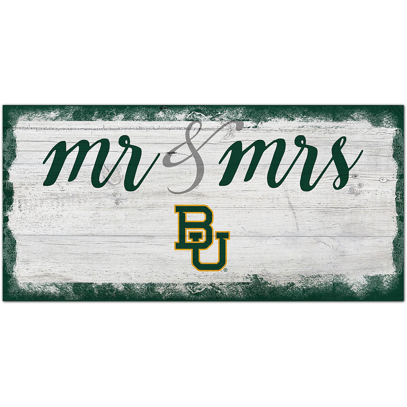 Fan Creations Baylor University Script Mr. and Mrs. 6 in x 12 in Sign                                                            - view number 1